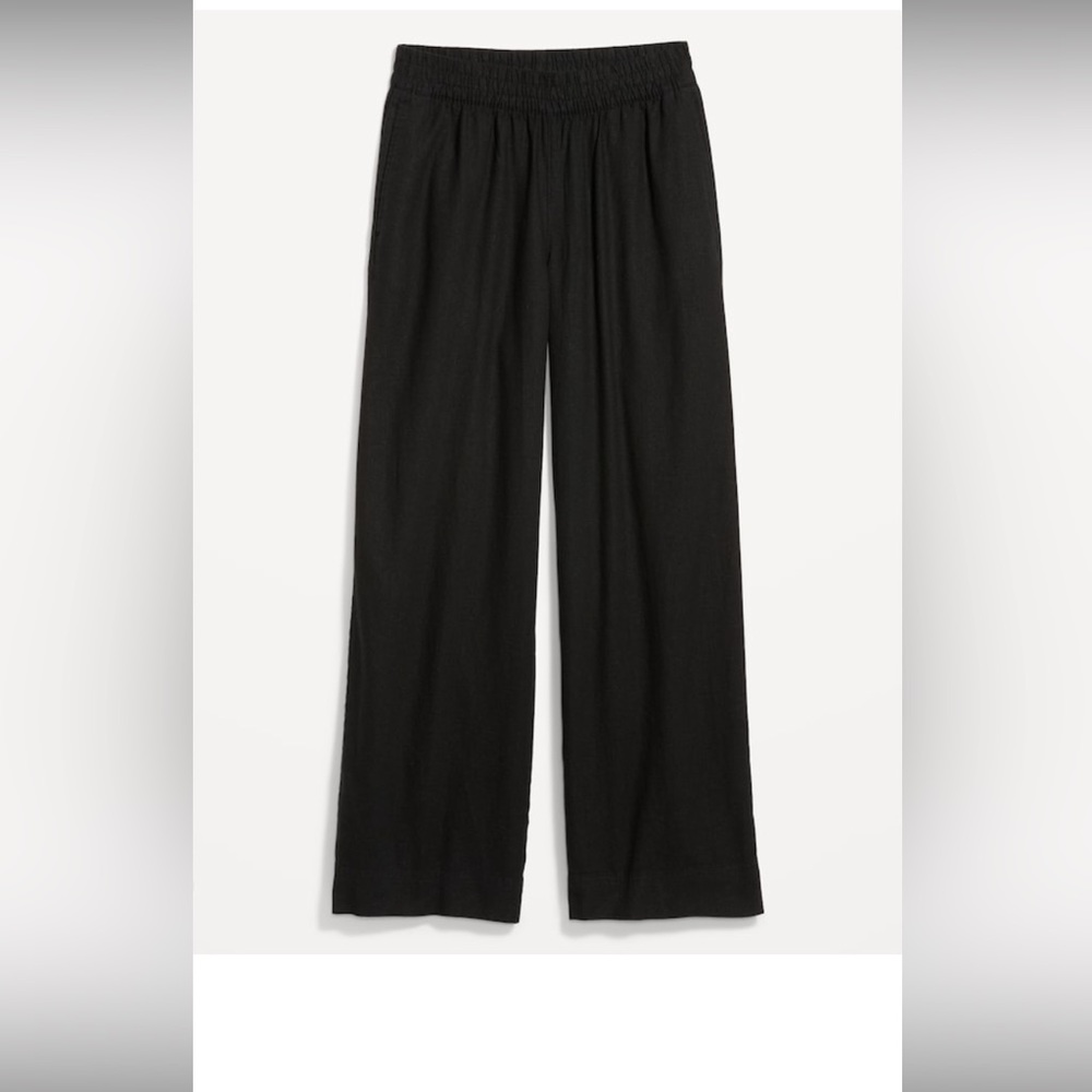High-waisted linen-blend wide-leg pants